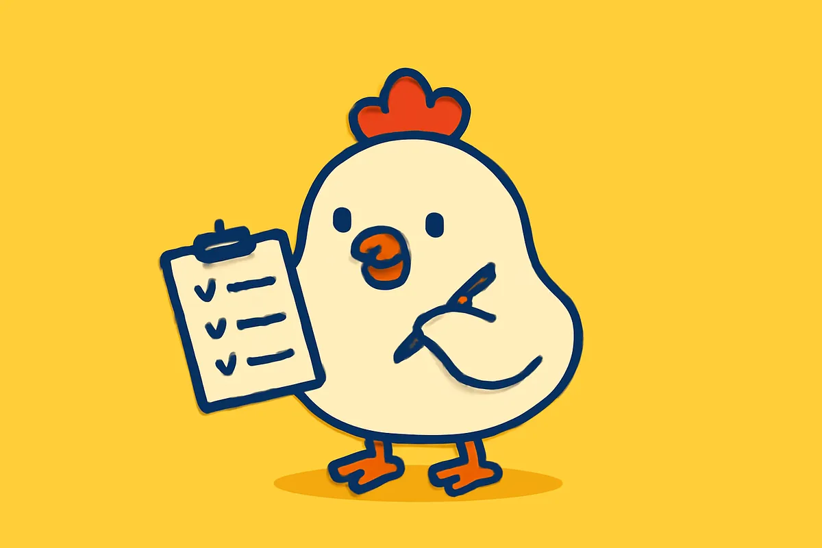 Illustration: Das Huhn hakt eine Checkliste ab